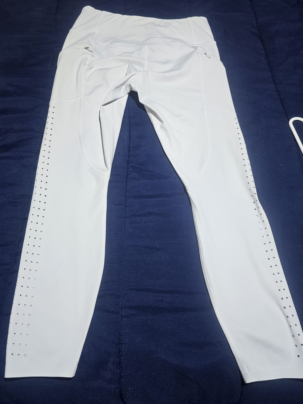 Athleta White High-Rise Leggings with Laser-Cut Side Details